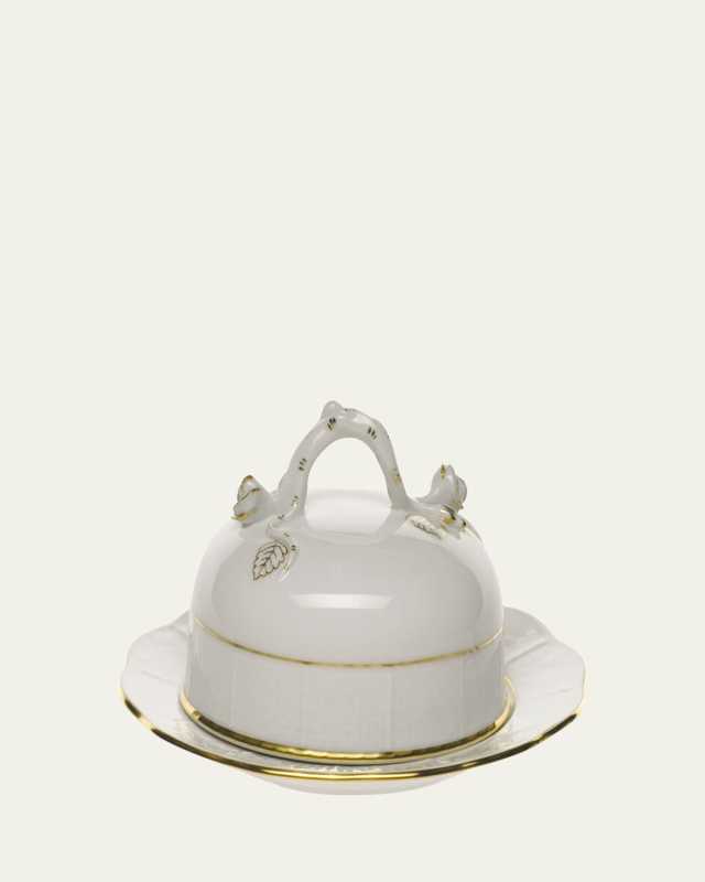 Golden Edge Covered Butter Dish